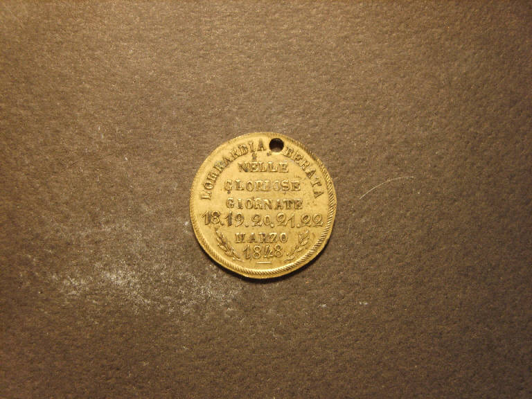 Ritratto di Pio IX/ Commemorazione delle cinque giornate di Milano (medaglia, opera isolata) - ambito italiano (sec. XIX)