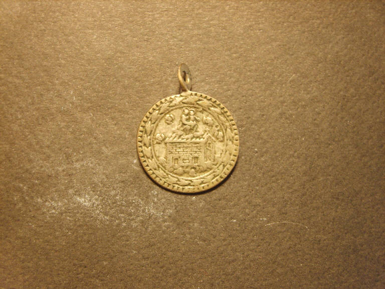 Santa casa di Loreto / Santi in preghiera (medaglia, opera isolata) - ambito italiano (sec. XVII)