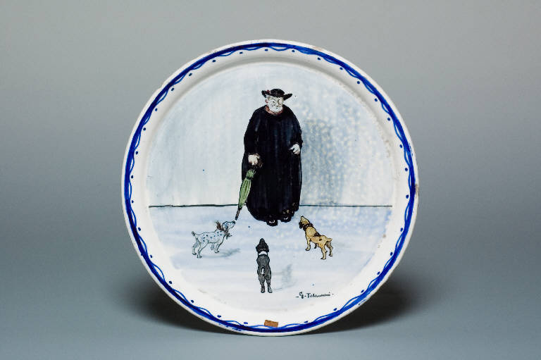 SUONATORE DI PIVA (piatto, elemento d'insieme) di Talamoni Giuseppe (inizio sec. XX)