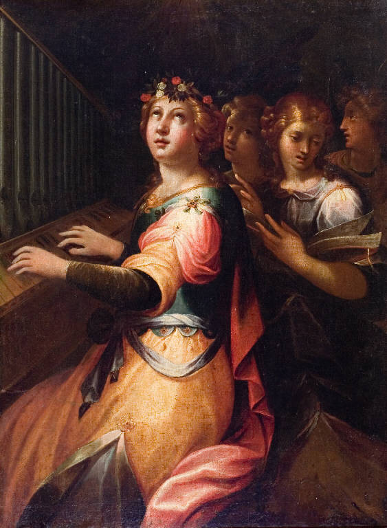 SANTA CECILIA PATRONA DELLA MUSICA (dipinto) - ambito lombardo (sec. XVII)