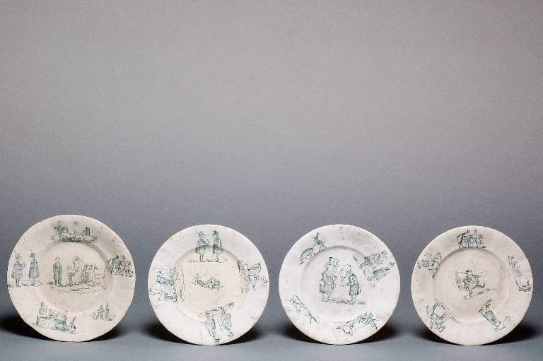 Figure caricaturali (servizio di piatti, insieme) - manifattura tedesca (seconda metà sec. XIX)