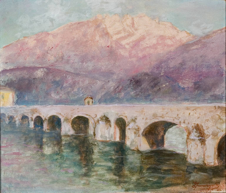 Ponte di Lecco (dipinto) di Fumagalli Edoardo (primo quarto sec. XX)