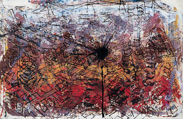 New York City (Explosion), Paesaggio con architetture (dipinto, opera isolata) di Congdon Grosvenor, William - ambito statunitense Action Painting (sec. XX)