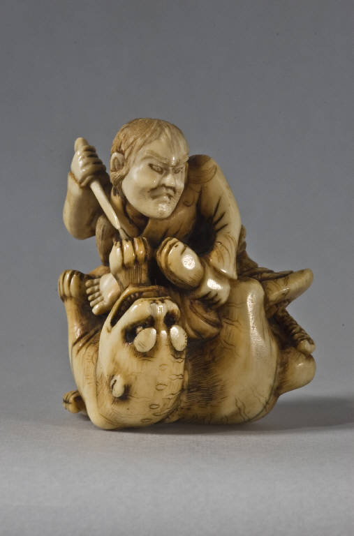 Busho e la tigre, Uomo e animale (scultura, opera isolata) - ambito giapponese (fine/ inizio secc. XVIII/ XIX)