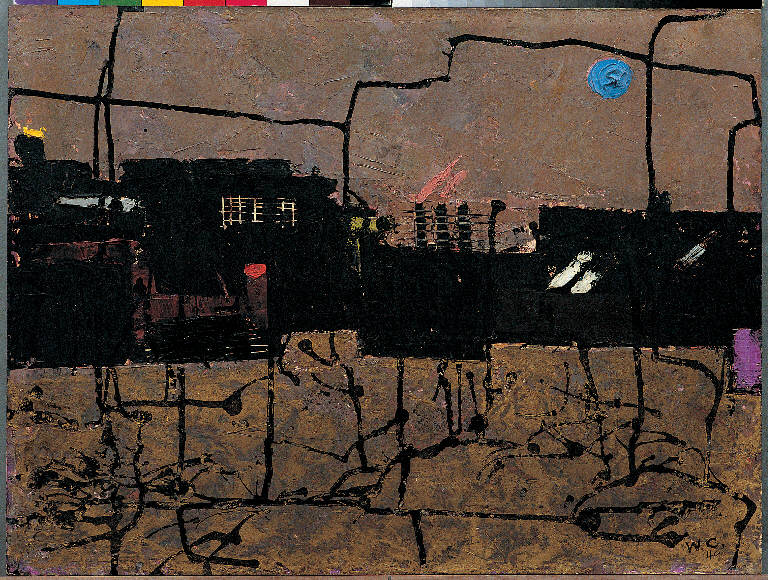 East River, Paesaggio urbano (dipinto, opera isolata) di Congdon Grosvenor, William - ambito statunitense Action Painting (sec. XX)