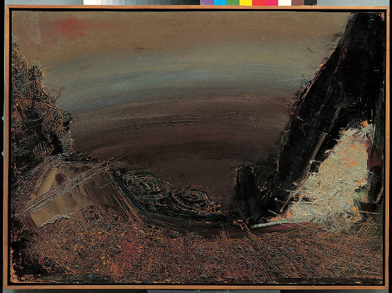 Positano, 4, Paesaggio con architetture (dipinto, opera isolata) di Congdon Grosvenor, William - ambito statunitense Action Painting (sec. XX)