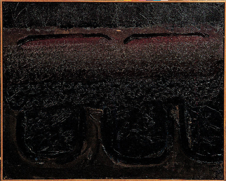 India, 18 - treno, 5, Paesaggio urbano (dipinto, opera isolata) di Congdon Grosvenor, William - ambito statunitense Action Painting (sec. XX)