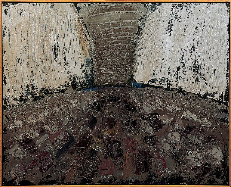 Calcutta - Ponte Howrah, 2, Veduta prospettica (dipinto, opera isolata) di Congdon Grosvenor, William - ambito statunitense Action Painting (sec. XX)