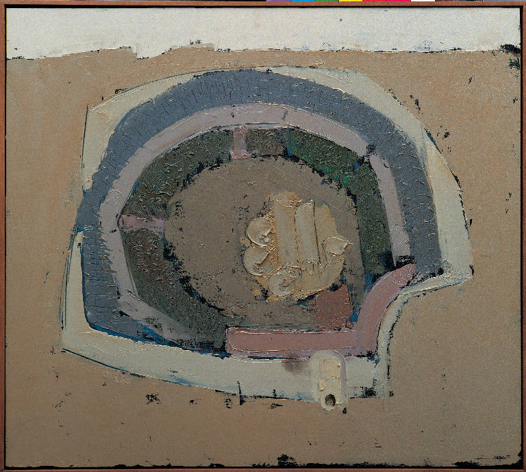 S. Macario, 1 (Wadi Natrun), Paesaggio con architetture (dipinto, opera isolata) di Congdon Grosvenor, William - ambito statunitense Action Painting (sec. XX)