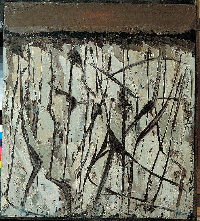 Bassa milanese, inverno, 1, Paesaggio rurale (dipinto, opera isolata) di Congdon Grosvenor, William - ambito statunitense Action Painting (sec. XX)