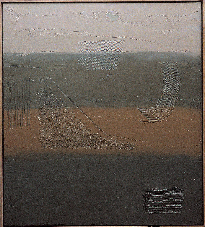 Novembre, 2 (nebbia rosa, 5), Paesaggio rurale (dipinto, opera isolata) di Congdon Grosvenor, William - ambito statunitense Action Painting (sec. XX)