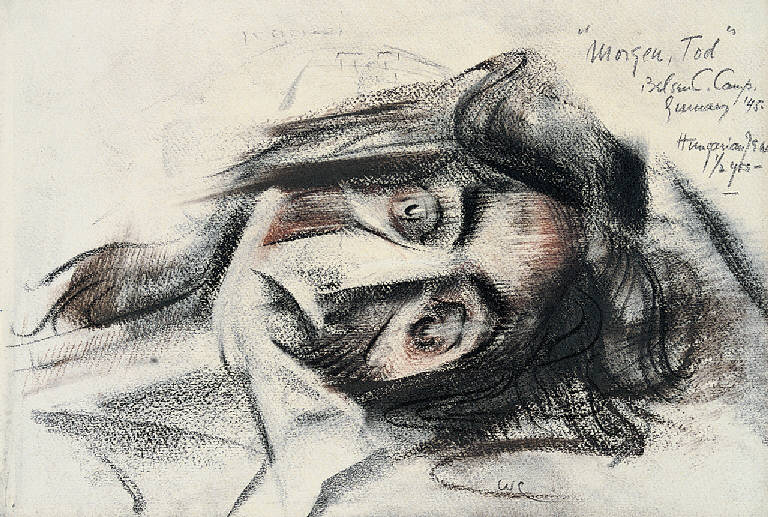Morgen Tod - Belsen Conc. Camp, RITRATTO FEMMINILE (disegno, opera isolata) di Congdon Grosvenor, William - ambito statunitense Action Painting (seconda metà sec. XX)