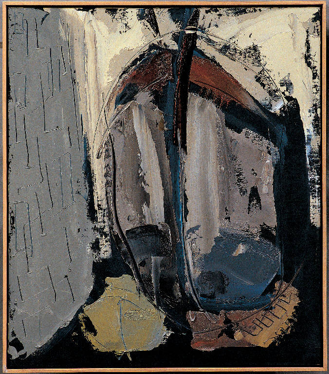 Nave, 3, Paesaggio con architetture (dipinto, opera isolata) di Congdon Grosvenor, William - ambito statunitense Action Painting (sec. XX)