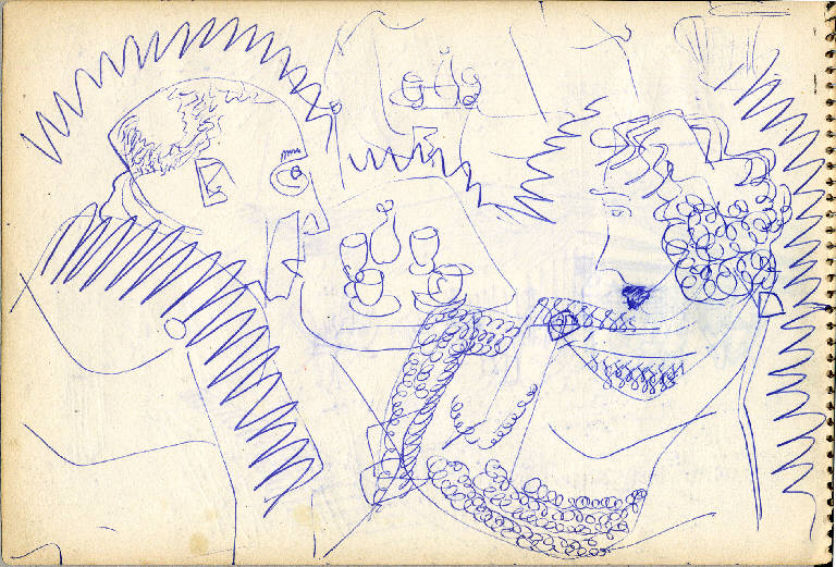 Venezia, CAFFE' CON FIGURE (disegno, opera isolata) di Congdon Grosvenor, William - ambito statunitense Action Painting (seconda metà sec. XX)