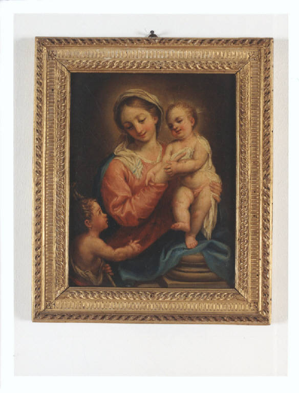 Madonna con Bambino e San Giovannino (dipinto, opera isolata) di Batoni Pompeo (bottega) (prima metà sec. XVIII)