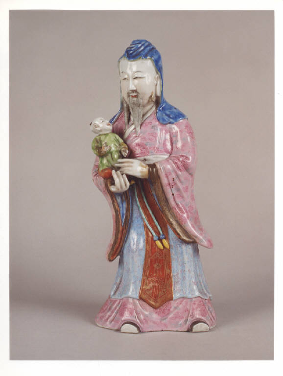 Figura maschile con bambino (scultura, opera isolata) - manifattura di Canton (inizio sec. XIX)