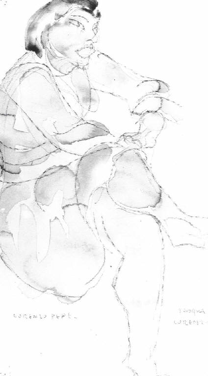 Studio, Figura femminile (dipinto, opera isolata) di Pepe Lorenzo (metà sec. XX)