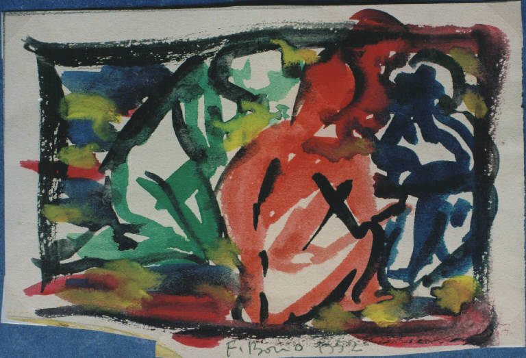 Progetto ceramica policroma, Composizione cromatica (dipinto, opera isolata) di Borio Fernanda (sec. XX)