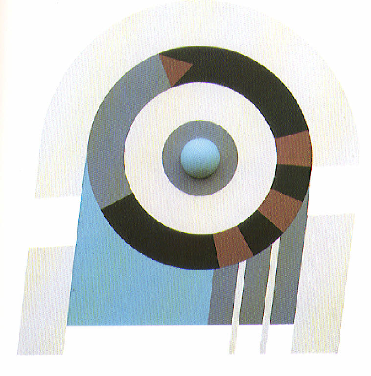 Le ciel est ronde, Composizione geometrica (dipinto, opera isolata) di Le Cousin Ives Marie (fine sec. XX)