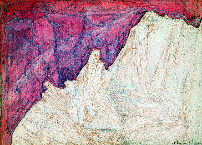 Paesaggio con due figure (dipinto, opera isolata) di Pieroni Mariano (sec. XX)