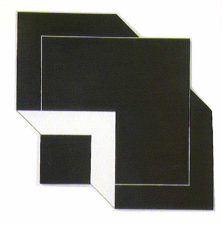 Negyzet es negyzet L.W.Nr 838, Composizione geometrica (dipinto, opera isolata) di Fajò Jànos (fine sec. XX)