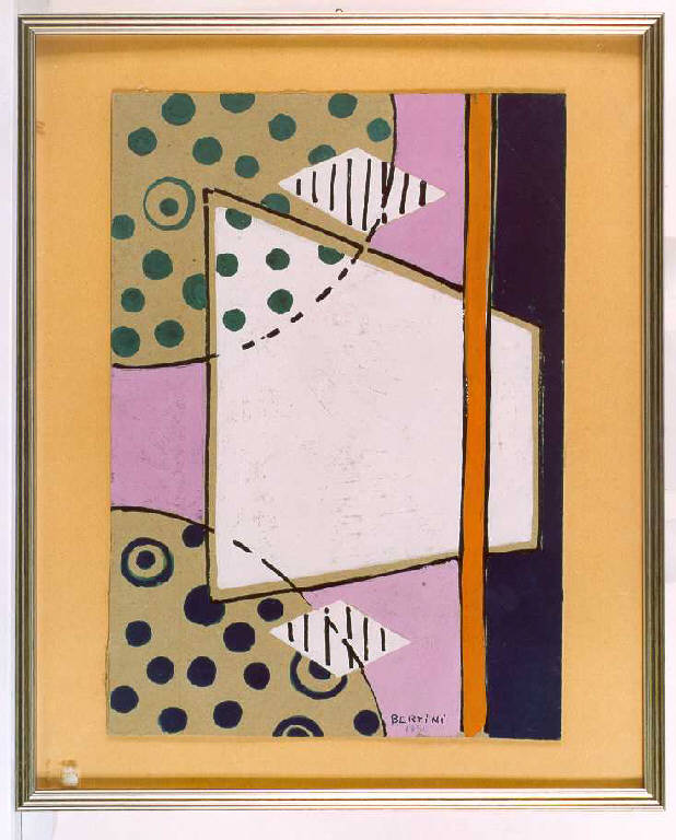 Composizione, Composizione di figure geometriche (dipinto, opera isolata) di Bertini Gianni (metà sec. XX)