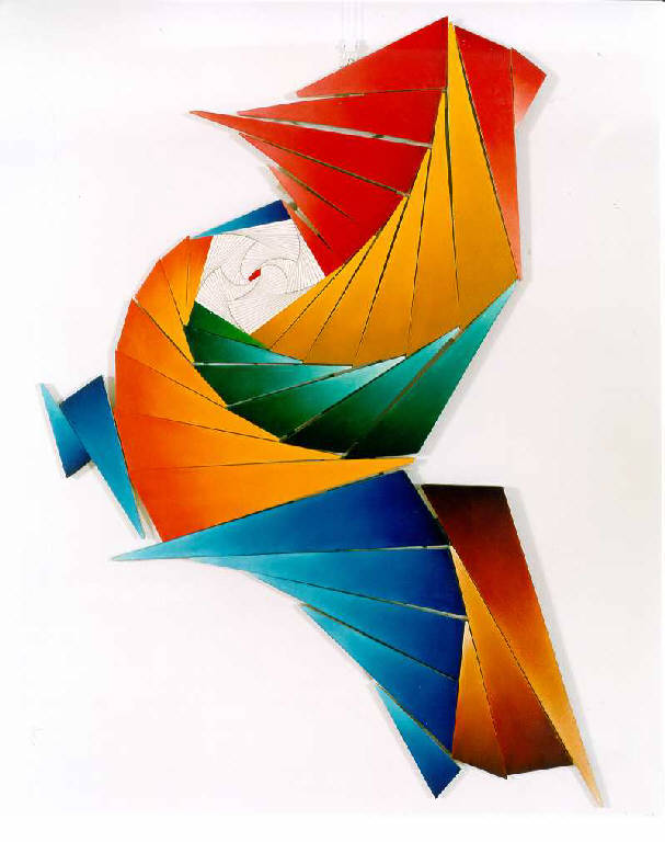 Frattale 505, Composizione di forme geometriche mobili (dipinto, opera isolata) di Garetto Vittorio (fine sec. XX)