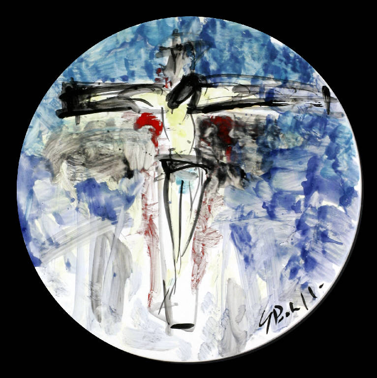 Crocifissione, Crocifissione di cristo (tondo, opera isolata) di Beluffi Giovanni (inizio sec. XXI)