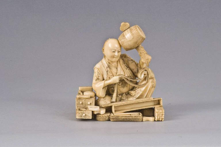 Fabbricante di scatole, UOMO, OGGETTI (scultura, opera isolata) di Yoshinobu (fine/ inizio secc. XIX/ XX)