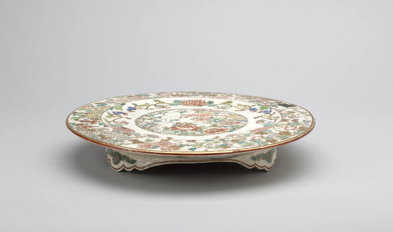 Motivi decorativi vegetali, Oche nei pressi di un corso d'acqua (alzata) - manifattura giapponese (seconda metà sec. XIX)