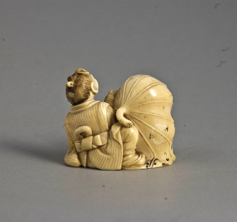 Shojo con bambino, CREATURA FANTASTICA (scultura, opera isolata) di Gyokuhosai Ryuchin (terzo quarto sec. XIX)