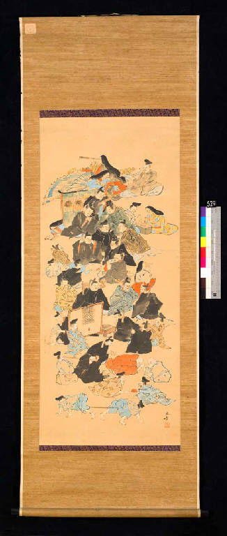 Giochi per intrattenersi (dipinto) di Kawabata Gyokusho - ambito giapponese (secc. XIX/ XX)