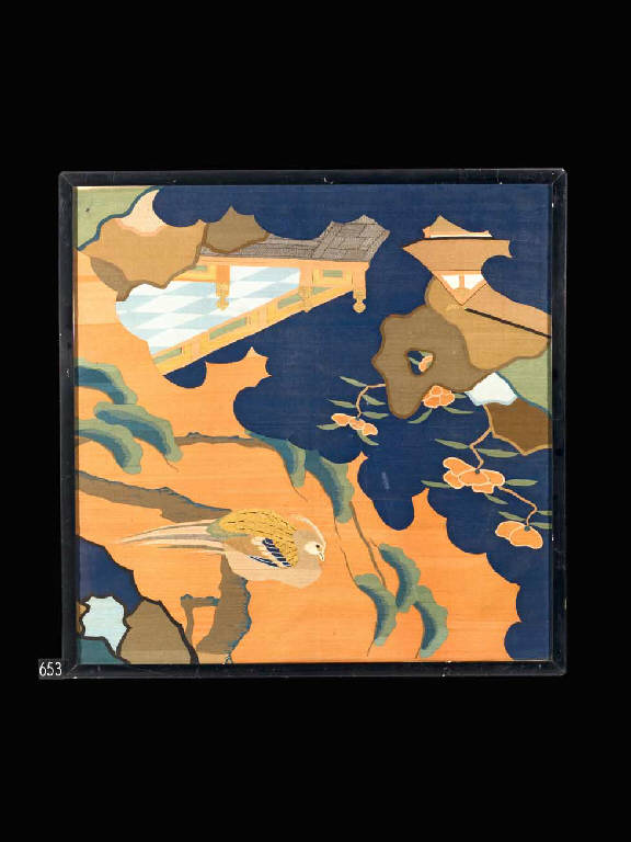 Paesaggio con uccelli (tessuto) - manifattura giapponese (seconda metà sec. XIX)