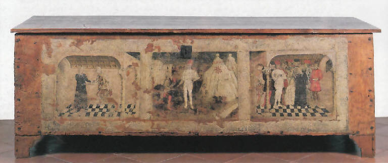 Storie di Lucrezia (cassone) - bottega lombarda (terzo quarto sec. XV, sec. XIX)