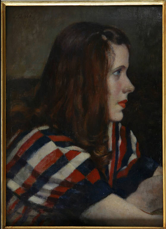 Profilo, Ritratto di figura femminile di profilo (dipinto, opera isolata) di Dudreville, Leonardo (prima metà sec. XX)
