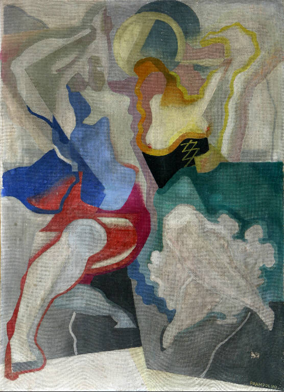 Ballerina in movimento, Figura femminile che balla (dipinto, opera isolata) di Prampolini, Enrico (prima metà sec. XX)