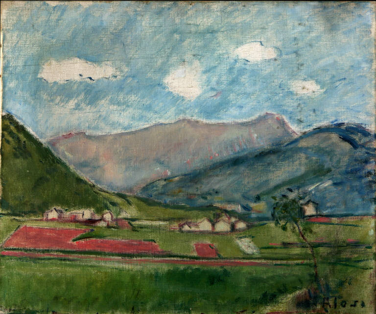 Paesaggio - Rovetta, Paesaggio montano (dipinto, opera isolata) di Tosi, Arturo (metà sec. XX)