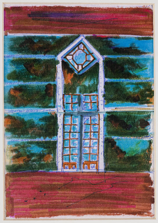 Schizzi di architettura, Architettura di un portone (disegno, opera isolata) di Introini, Vittorio (ultimo quarto sec. XX)