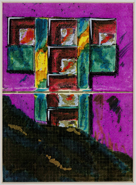 Schizzi di architettura, Architettura di una finestra (disegno, opera isolata) di Introini, Vittorio (ultimo quarto sec. XX)