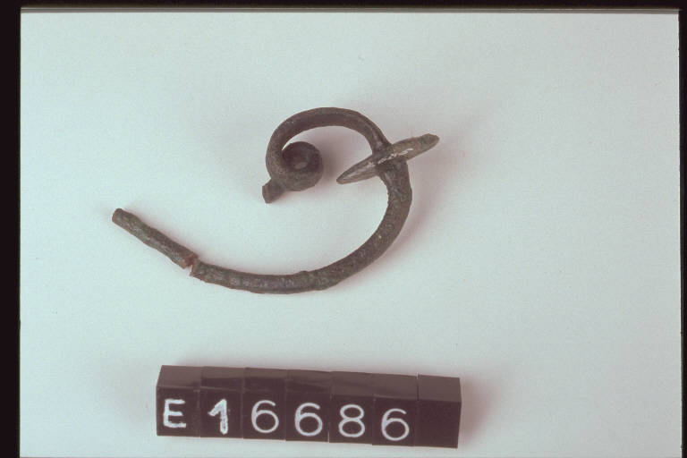 fibula ad arco serpeggiante - cultura di Golasecca (fine/ inizio secc. VI/ V a.C)