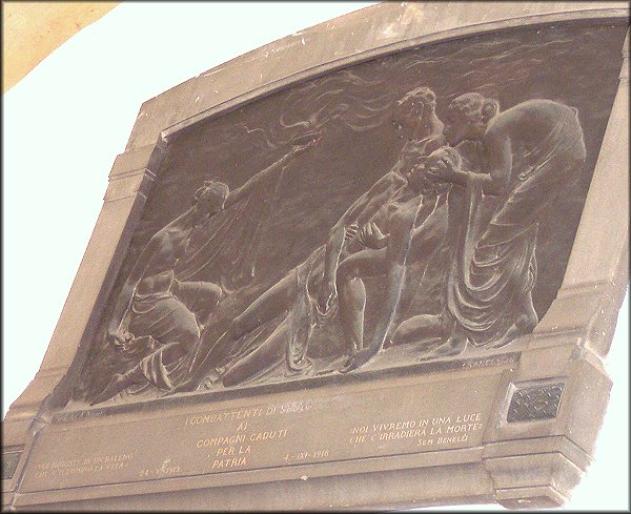 morte del soldato con figure femminili (lapide commemorativa) di Franceschi Odo (sec. XX)