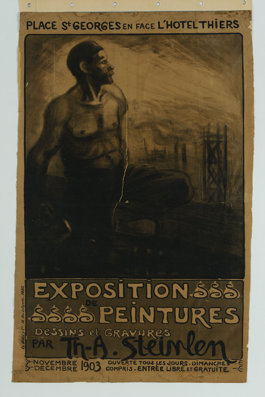 operaio e impianti industriali (manifesto) di Steinlen Théophile Alexandre (sec. XX)