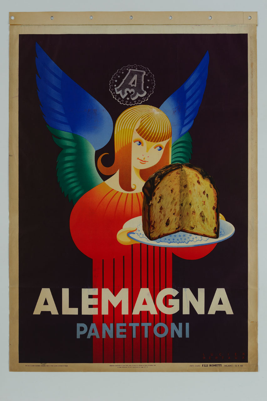 angelo sorregge vassoio con Panettone (manifesto) di Bertaux Lucien (sec. XX)