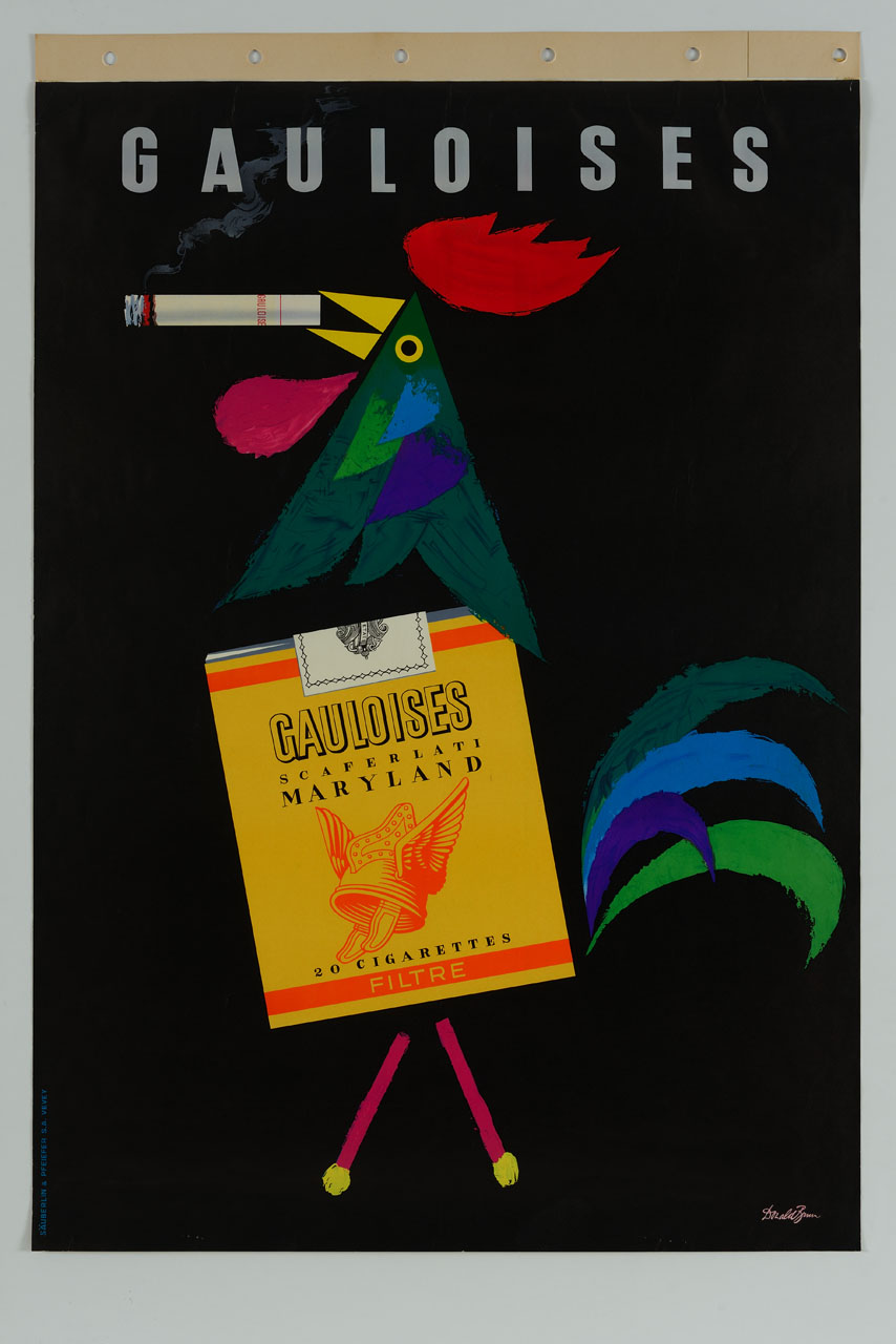 gallo con sigaretta nel becco (manifesto) di Brun Donald (sec. XX)