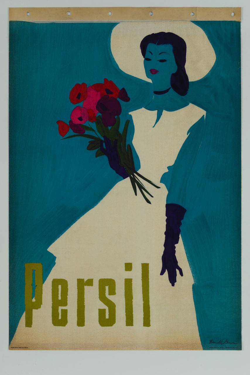 donna in guanti e cappello con mazzo di fiori (manifesto) di Brun Donald (sec. XX)