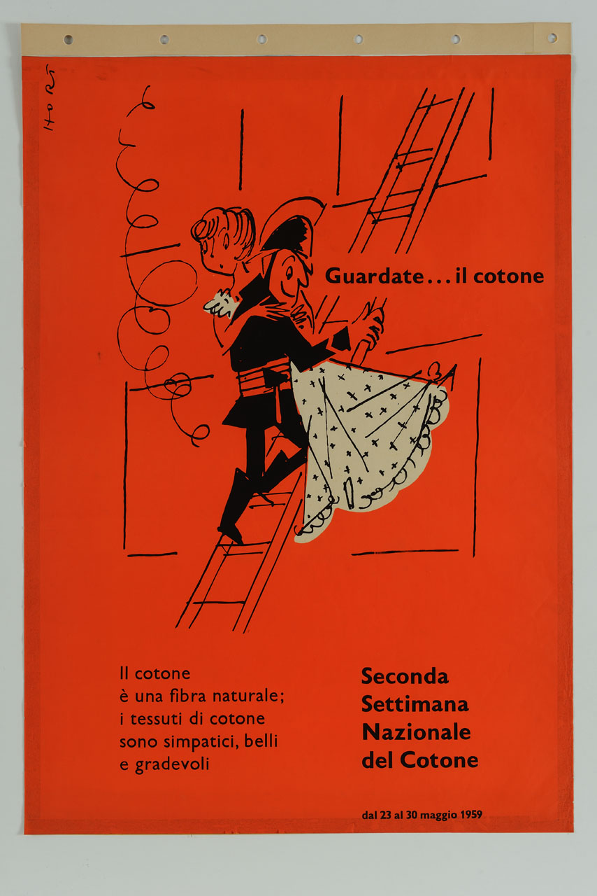 pompiere su una scala che soccorre una fanciulla (manifesto) di Hort Hans Peter (sec. XX)