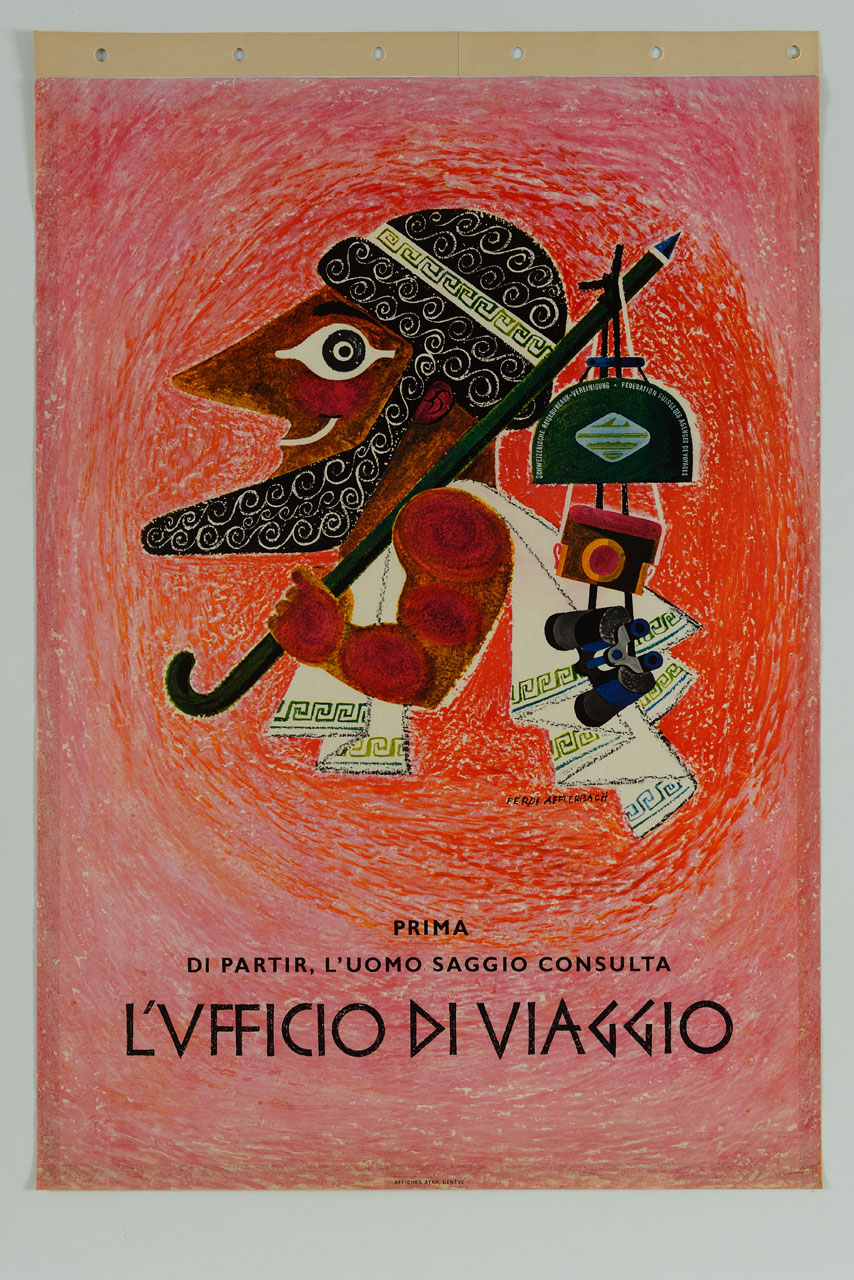viaggiatore greco con barba e bastone (manifesto) di Afflerbach Ferdi - ambito svizzero (sec. XX)