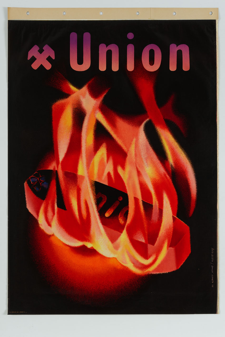 mattonella di carbone accesa (manifesto) di Bühler Fritz, Barth Ruodi (sec. XX)