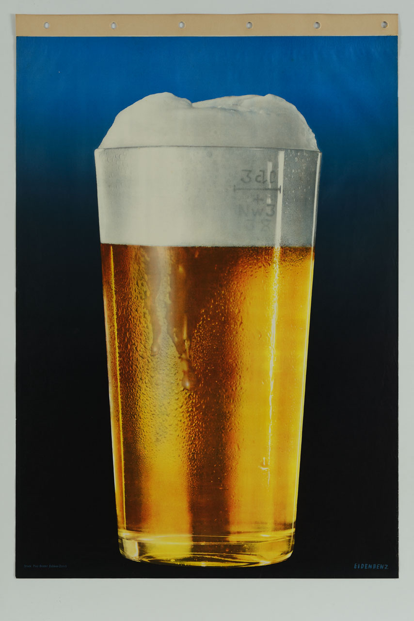 boccale con birra chiara (manifesto) di Eidenbenz Willi (attribuito), Eidenbenz Hermann (attribuito) (sec. XX)