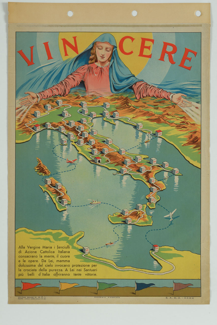 Madonna con braccia aperte sull'Italia (manifesto) - ambito italiano (sec. XX)